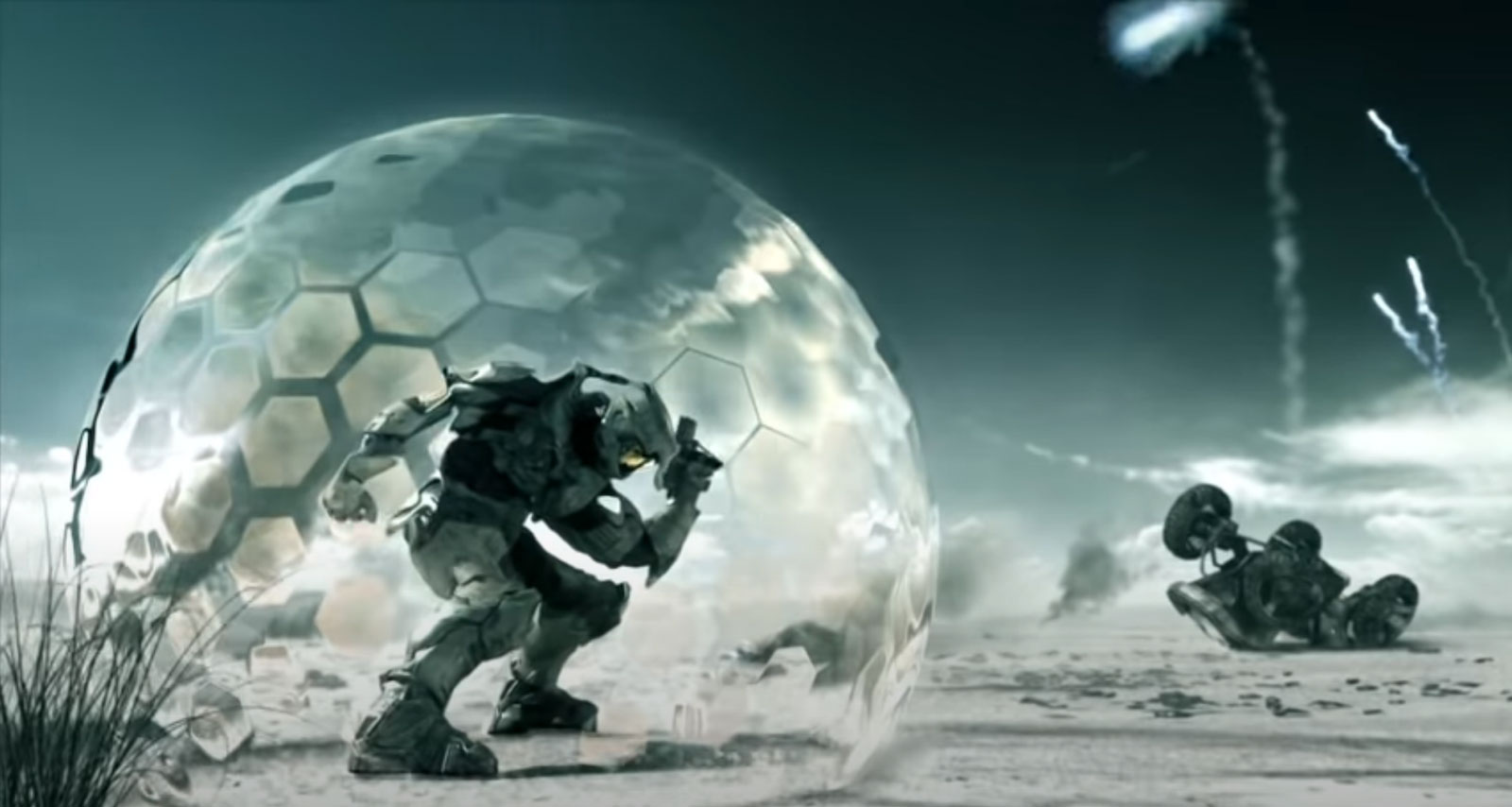 Master Chief in a bubble shield